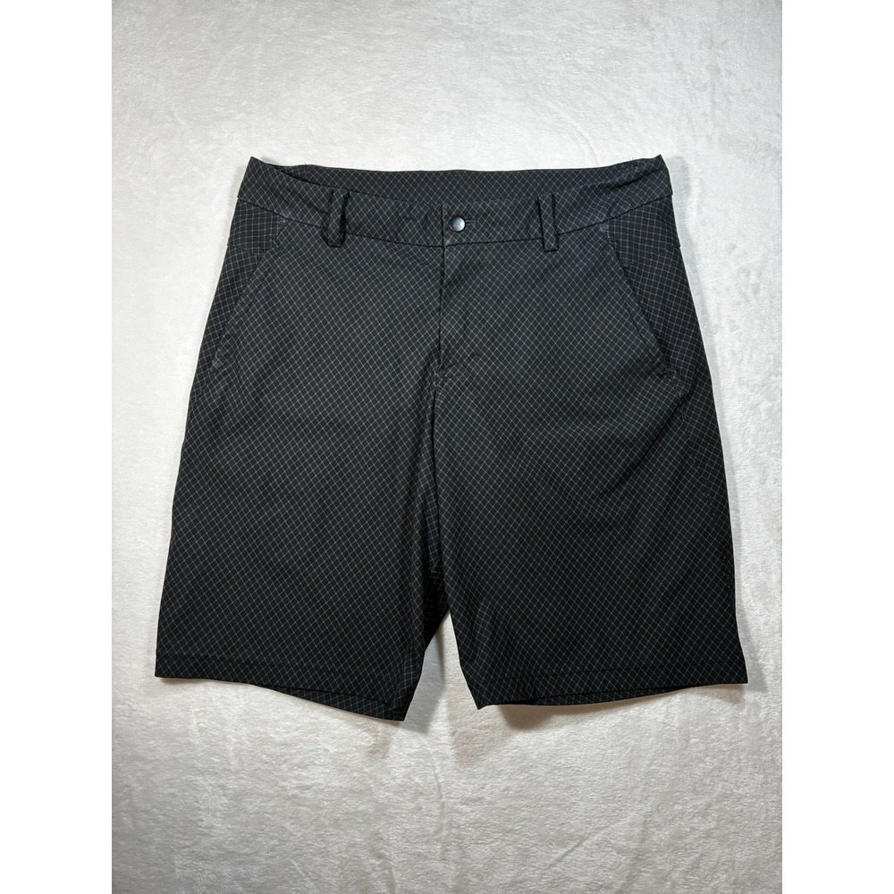 Lululemon Commission Shorts Men's 36 Black ABC Chino Geometric Flat Front 10"
